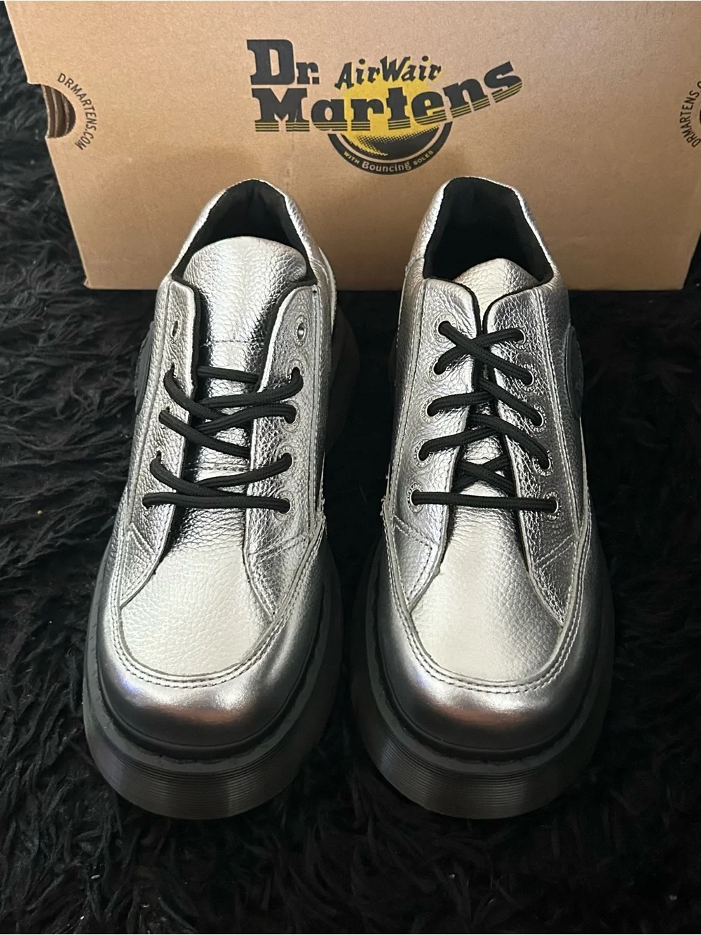 DR MARTENS Buzz 5I silver leather platform lace up oxfords shoes women’s 8 new